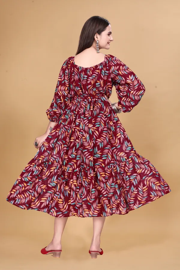 Maroon_Printed_Fit_And_Flare_Dress_for_Women