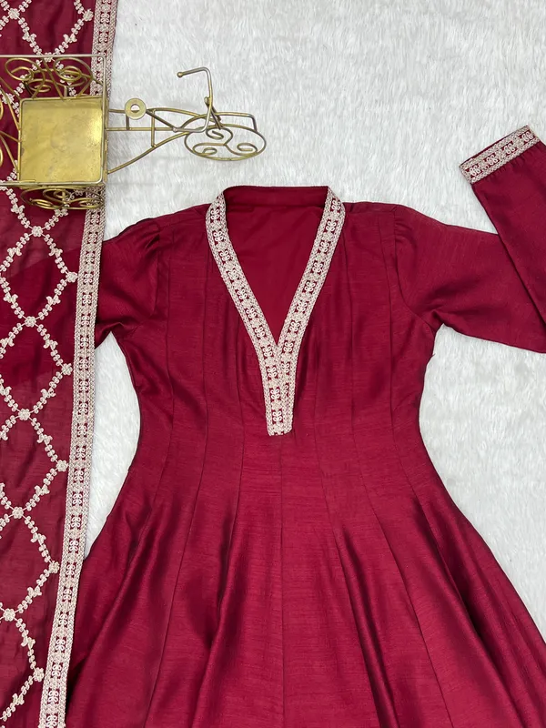 Maroon_Anarkali_Kurta_Dupatta_Set_for_Women