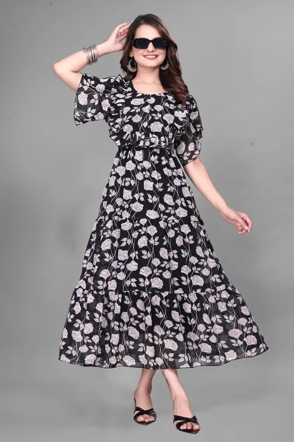 Black_Floral_Fit_And_Flare_Dress_for_Women