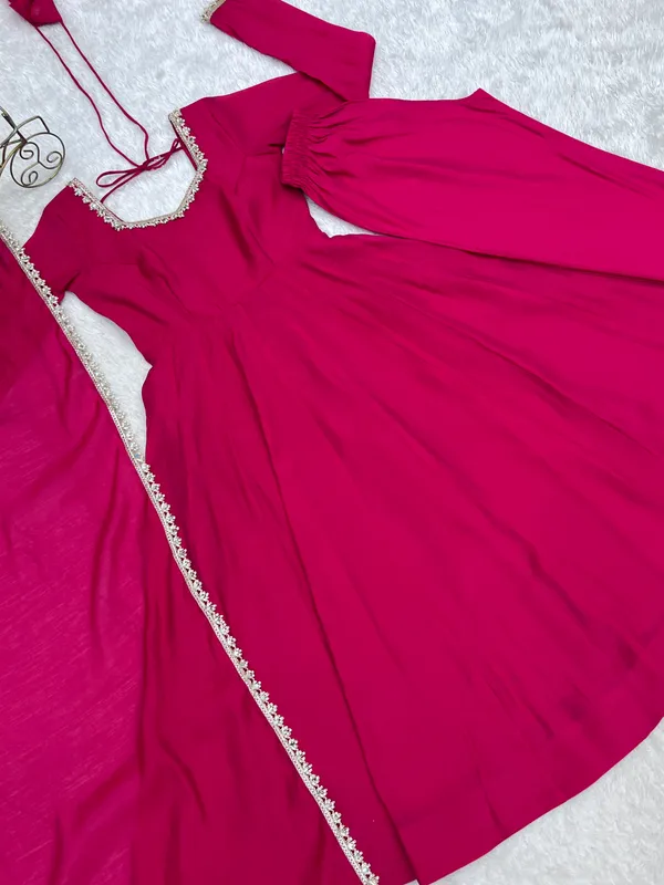 Pink_Chanderi_Flared_Anarkali_Set_For_Women