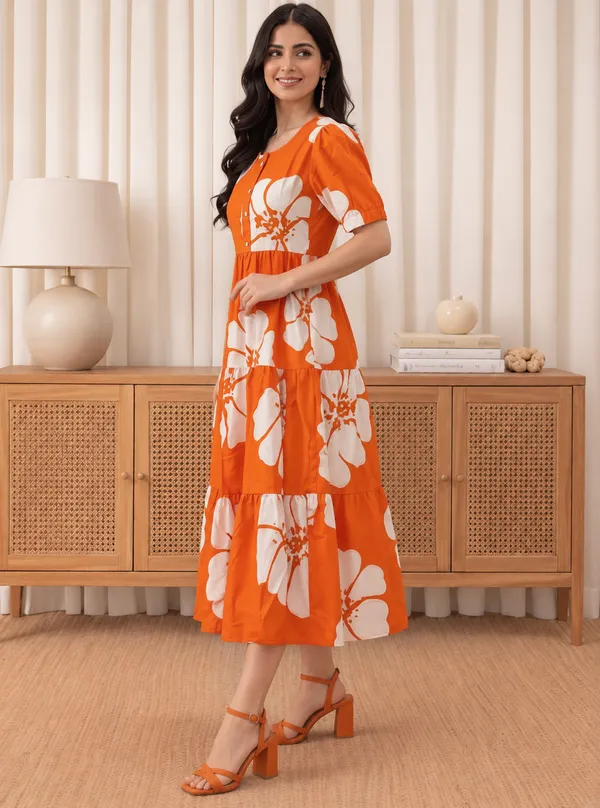 Orange_Floral_Print_Fit_And_Flare_Dress_for_Women