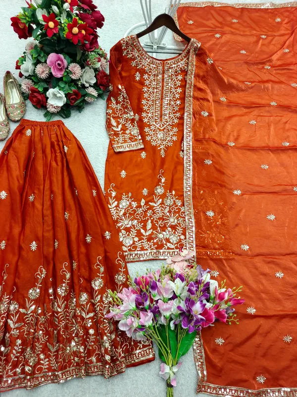 Orange_Embroidered_Ethnic_Suit_Set_for_Women