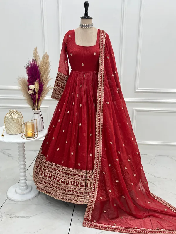 Red_Embroidered_Anarkali_Suit_Set_For_Women