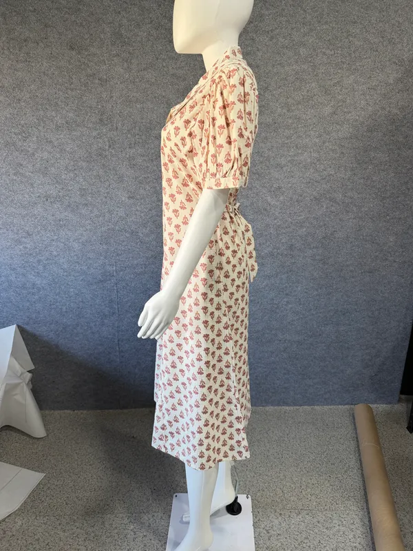 Cream_Floral_Print_Puff_Sleeve_Midi_Dress_for_Women