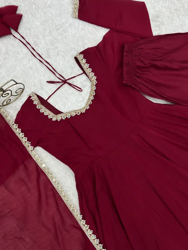Maroon_Chanderi_Flared_Anarkali_Set_for_Women