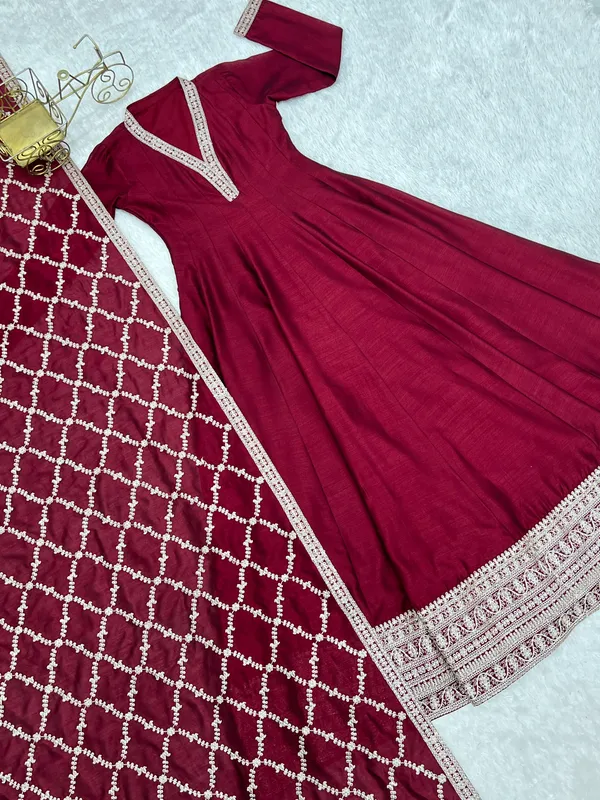 Maroon_Anarkali_Kurta_Dupatta_Set_for_Women