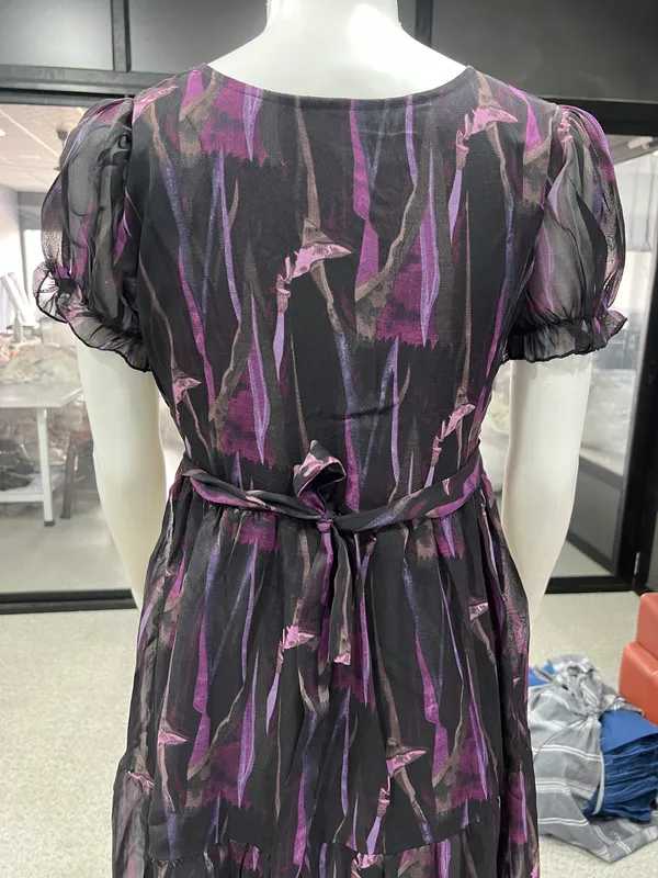 Black_Georgette_Abstract_Print_Puff_Sleeve_Midi_Dress_For_Women