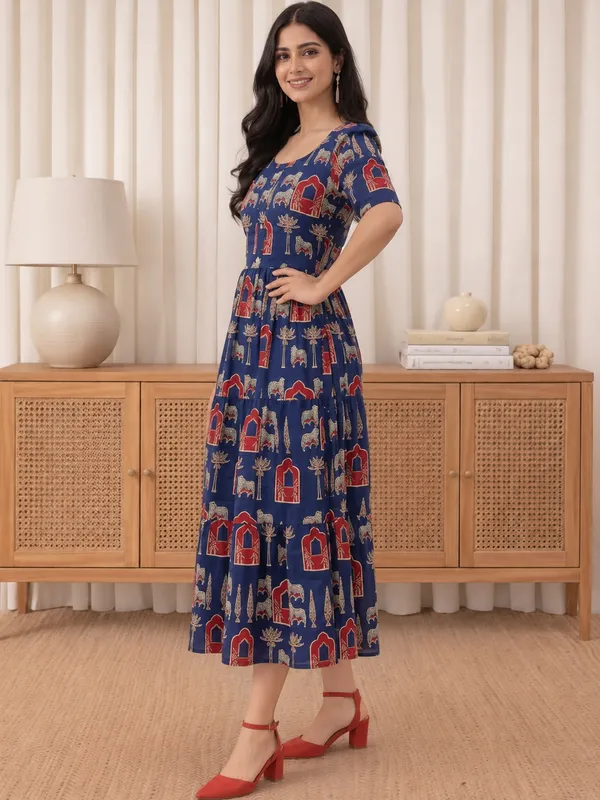 Blue_Printed_Fit_And_Flare_Dress_for_Women