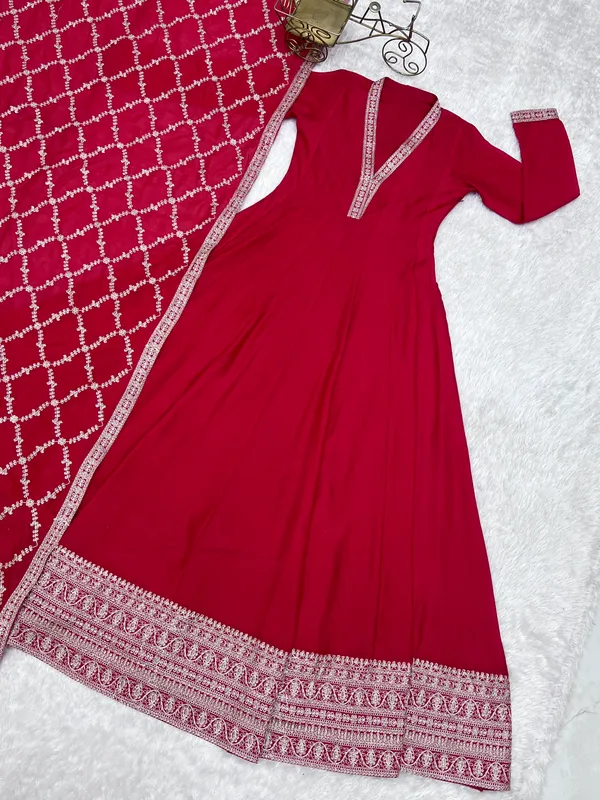 Red_Embroidered_Anarkali_Suit_Set_For_Women