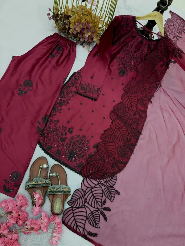 Wine_Embroidered_Straight_Kurta_Set_for_Women