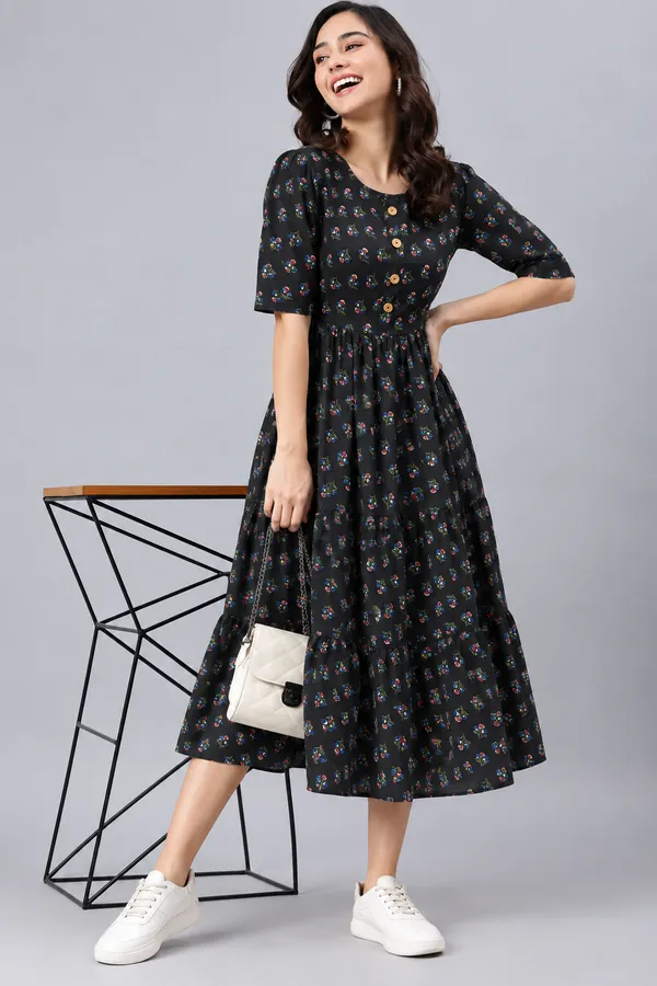 Black_Floral_Print_Fit_And_Flare_Dress_for_Women