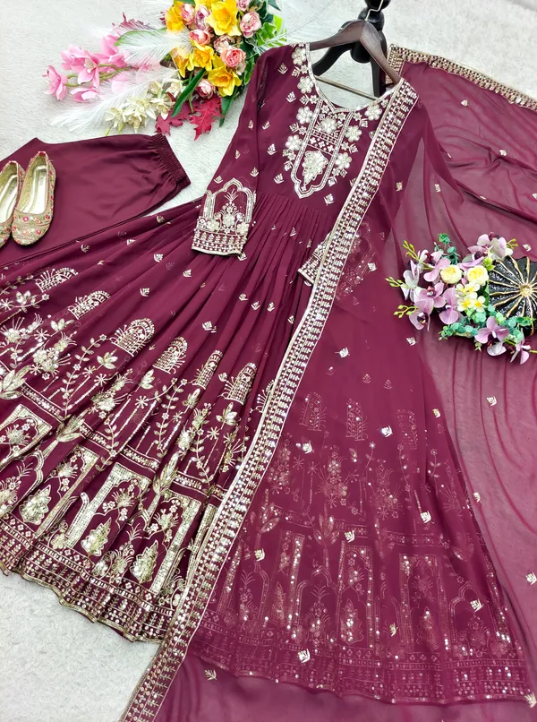Maroon_Embroidered_Anarkali_Suit_Set_for_Women