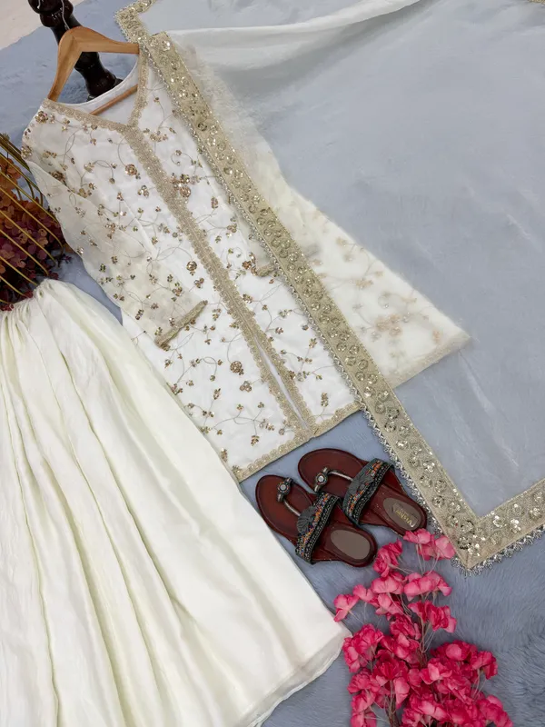 White_Fendi_Silk_Embroidered_Palazzo_Suit_Set_for_Women