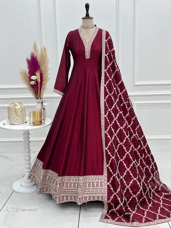 Maroon_Anarkali_Kurta_Dupatta_Set_for_Women