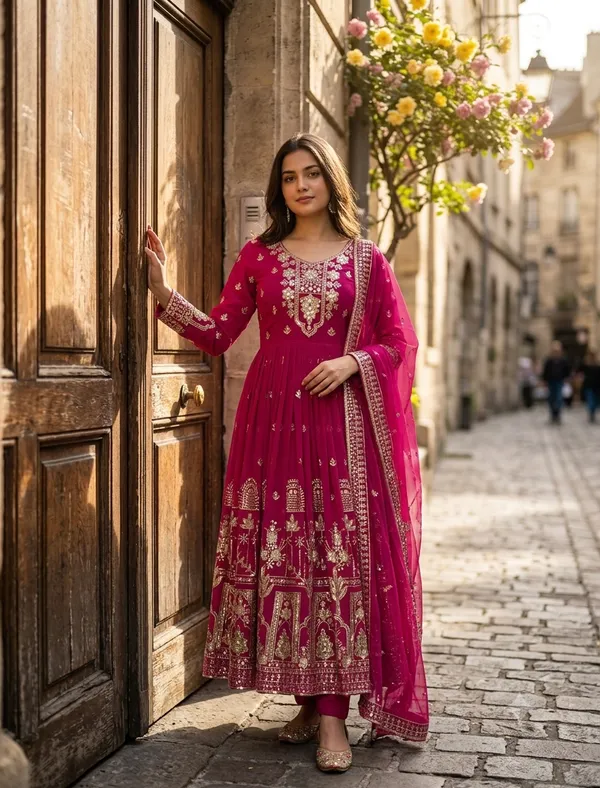 Pink_Embroidered_Anarkali_Suit_Set_for_Women