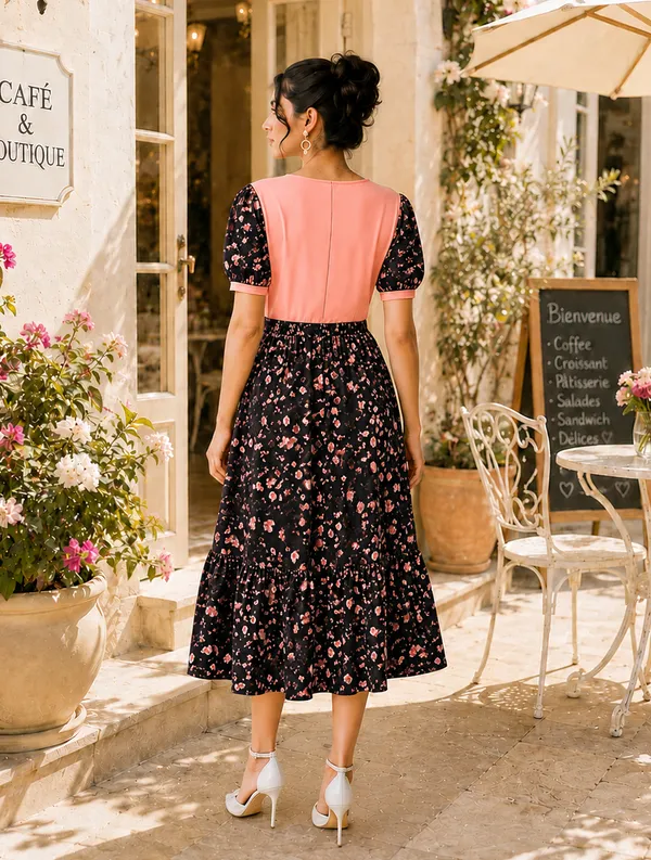 Black_Floral_Fit_And_Flare_Dress_for_Women