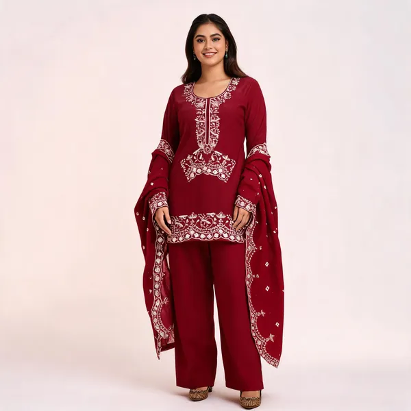Maroon_Silk_Dress_For_Women