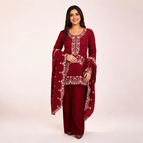 Maroon_Silk_Dress_For_Women