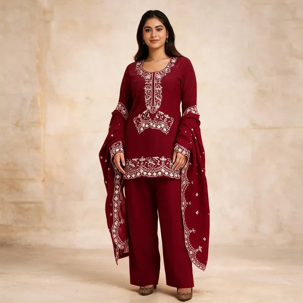 Maroon_Silk_Dress_For_Women