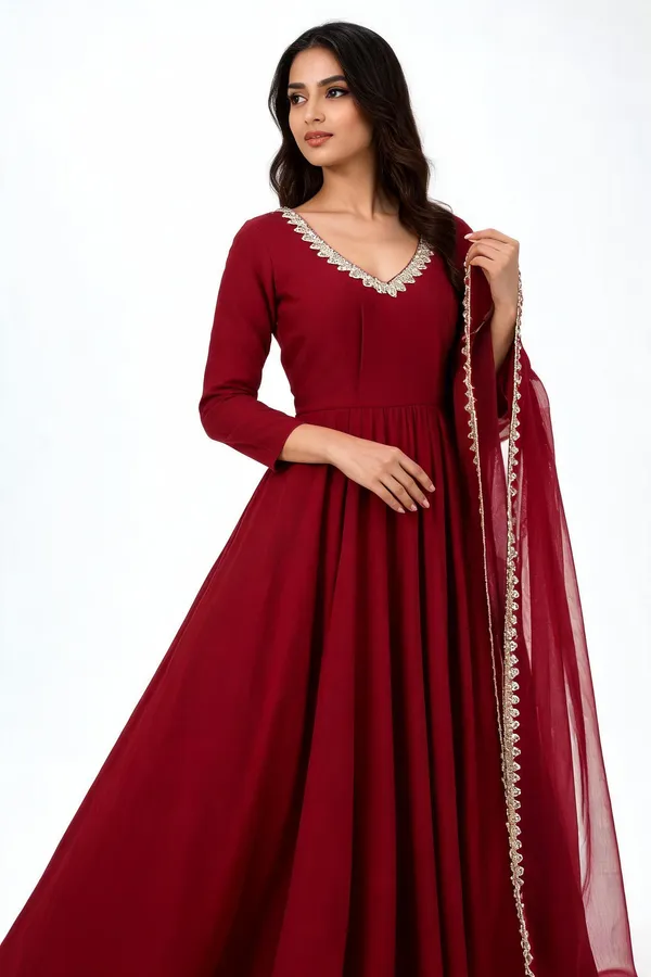 Maroon_Mal_Chanderi_Anarkali_For_Women