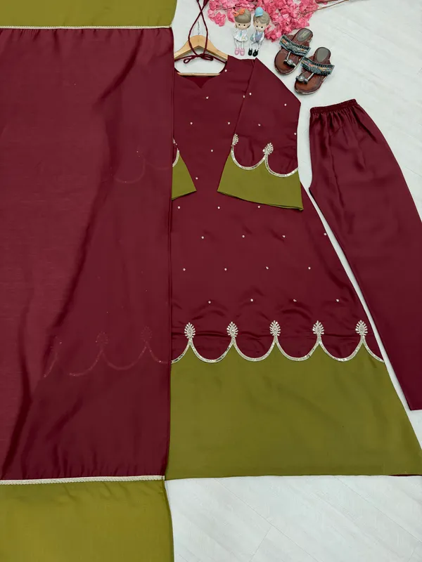 Maroon_Embroidered_Ethnic_Suit_Set_for_Girls