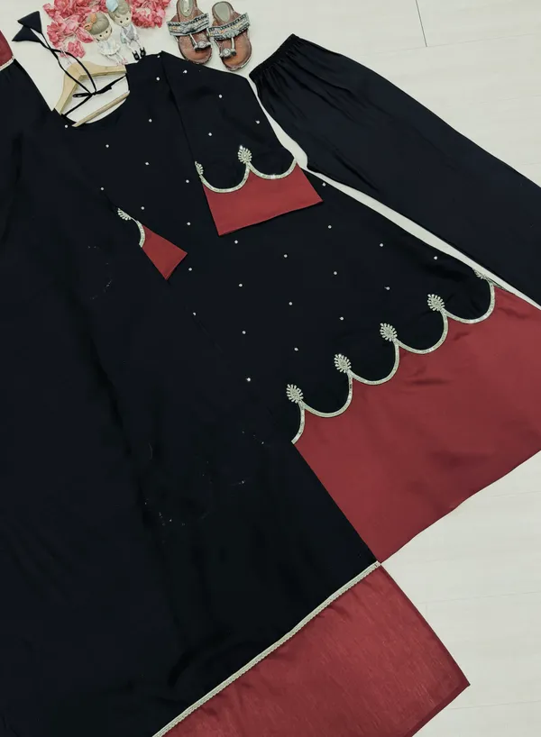 Black_And_Maroon_Embroidered_Abaya_Dress_For_Women