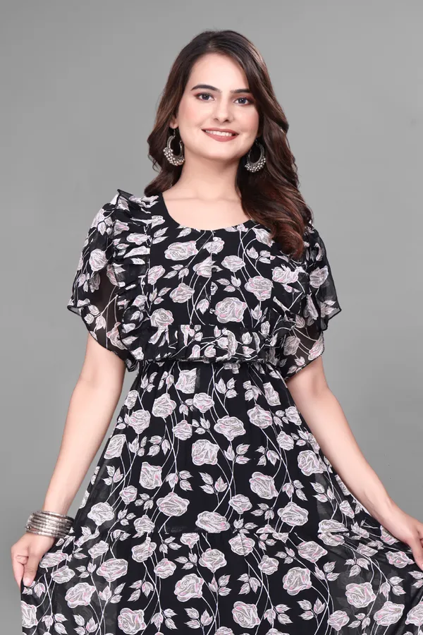 Black_Georgette_Floral_Fit_And_Flare_Dress_For_Women