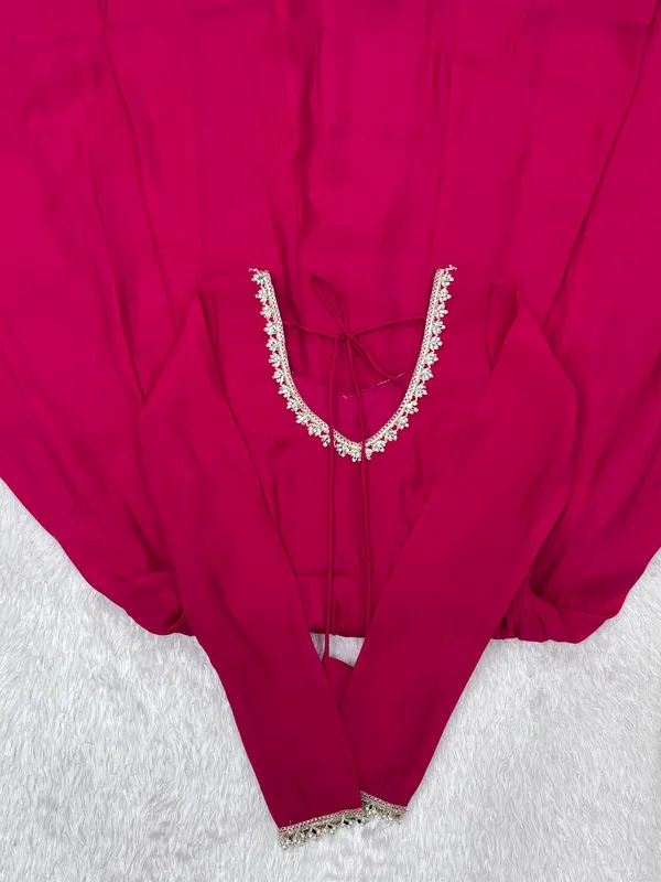 Pink_Chanderi_Flared_Anarkali_Set_For_Women