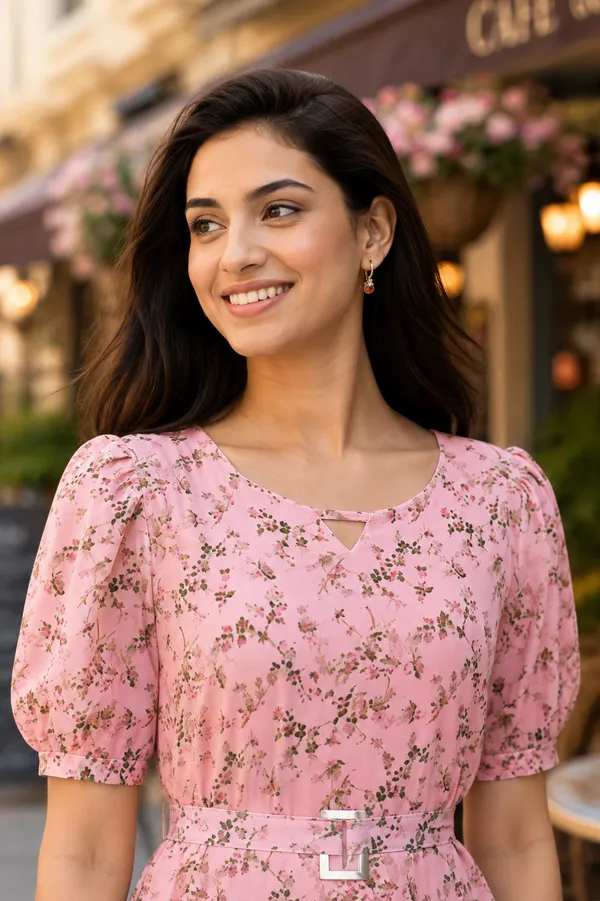 Pink_Floral_Puff_Sleeve_Midi_Dress_for_Women