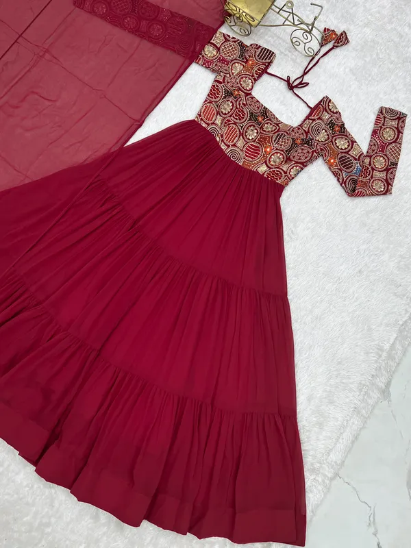 Maroon_Embroidered_Anarkali_Dress_For_Women