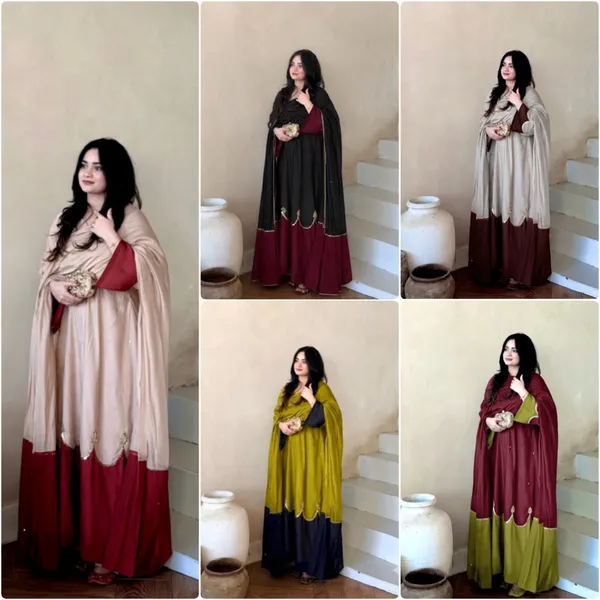 Black_And_Maroon_Embroidered_Abaya_Dress_For_Women