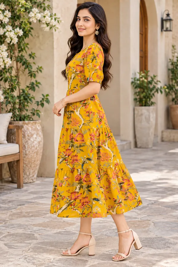 Yellow_Floral_Print_Fit_And_Flare_Dress_for_Women