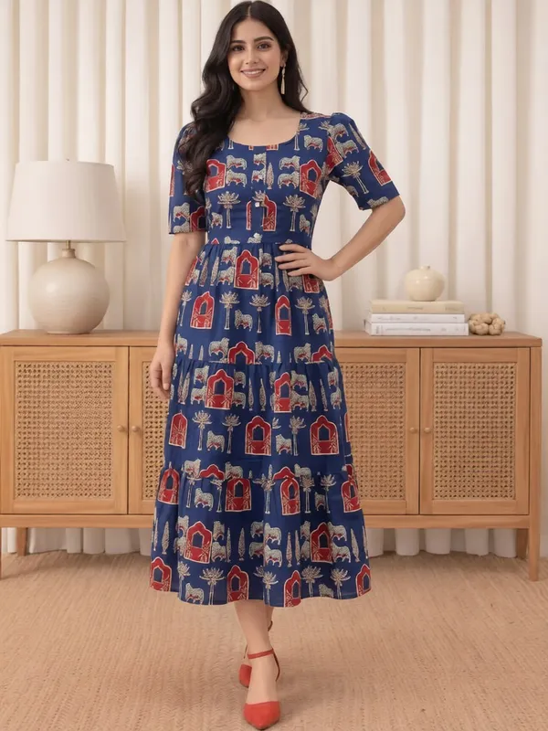 Blue_Printed_Fit_And_Flare_Dress_for_Women