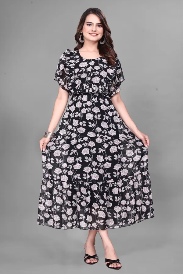 Black_Georgette_Floral_Fit_And_Flare_Dress_For_Women