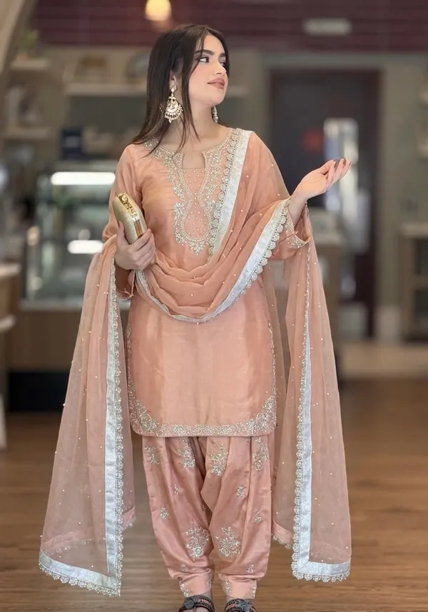 Peach_Embroidered_Three_Piece_Suit_Set_for_Women