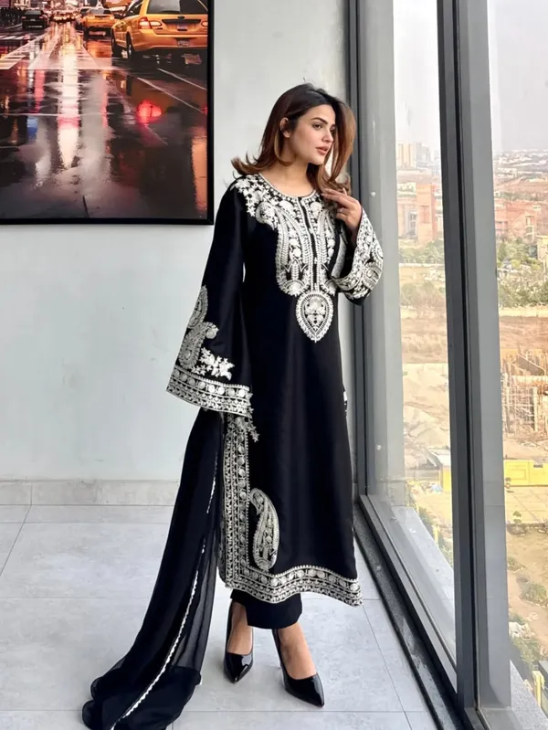 Black_Embroidered_Straight_Kurta_Set_for_Women