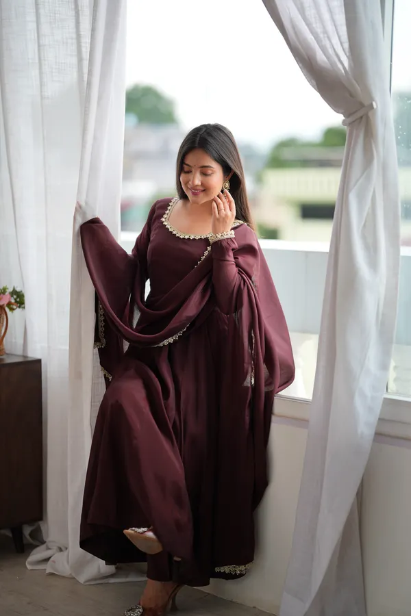 Maroon_Chanderi_Flared_Anarkali_Suit_Set_for_Women