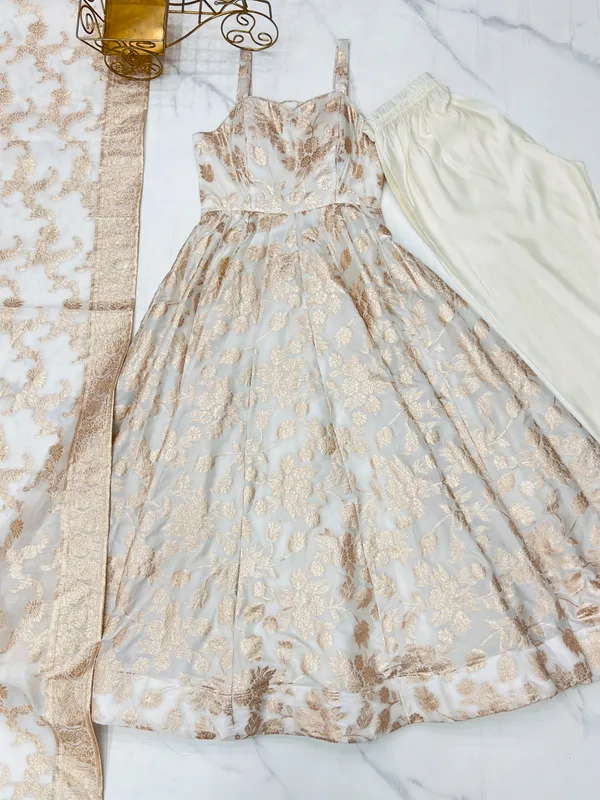 Cream_Floral_Anarkali_Dress_With_Dupatta_for_Women