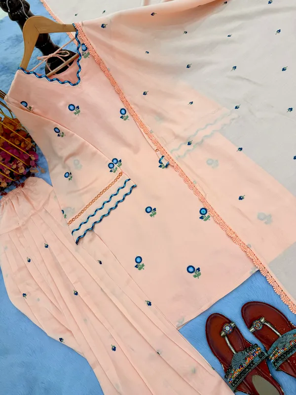 Peach_Embroidered_Straight_Suit_Set_for_Women