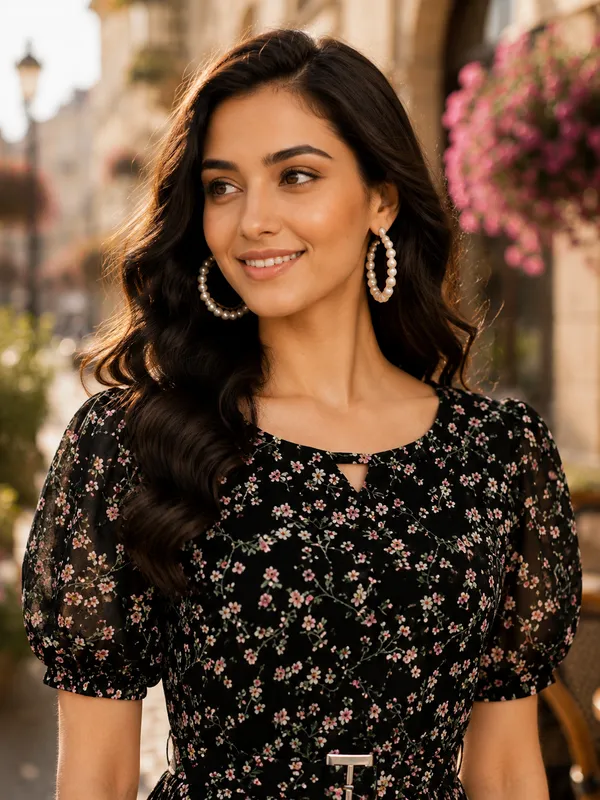 Black_Floral_Print_Fit_And_Flare_Midi_Dress_for_Women