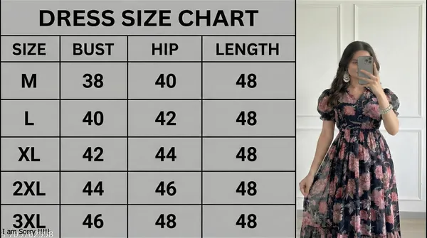 Black_Floral_Print_Puff_Sleeve_Midi_Dress_for_Women