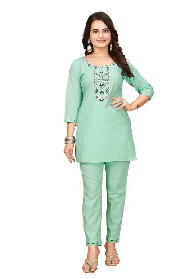 Mint_Green_Embellished_Kurta_Pant_Set_for_Women