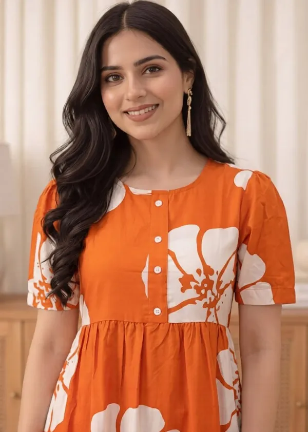 Orange_Floral_Print_Fit_And_Flare_Dress_for_Women