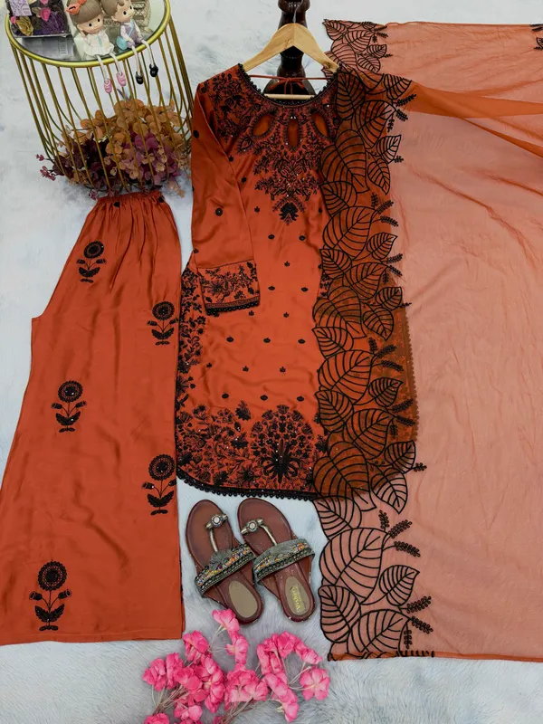 Orange_Embroidered_Kurta_Set_With_Dupatta_for_Women