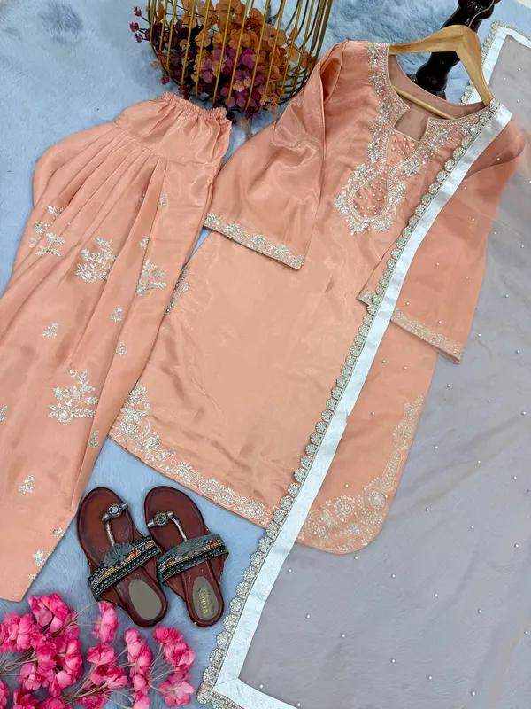 Peach_Embroidered_Three_Piece_Suit_Set_for_Women