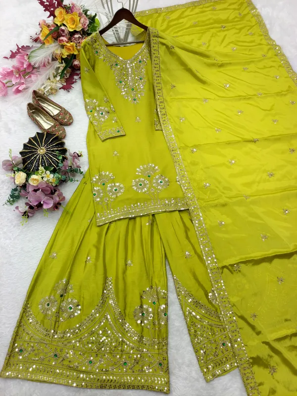Green_Embroidered_Sharara_Suit_Set_for_Women
