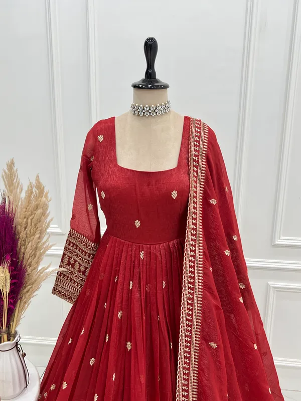 Red_Embroidered_Anarkali_Suit_Set_For_Women