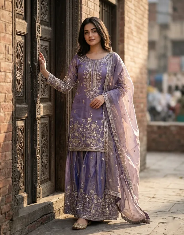 Lavender_Embroidered_Sharara_Suit_Set_For_Women