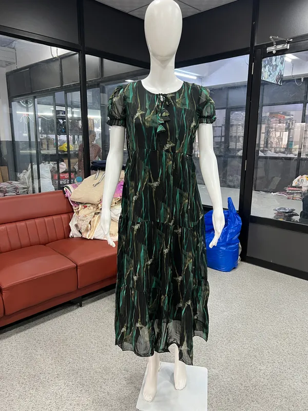 Green_Georgette_Printed_Puff_Sleeve_Maxi_Dress_For_Women