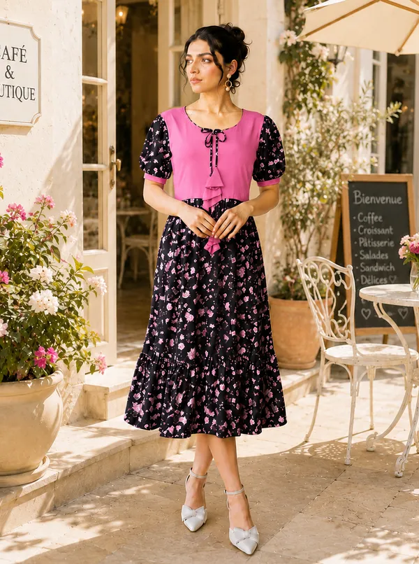 Pink_Floral_Fit_And_Flare_Dress_For_Women